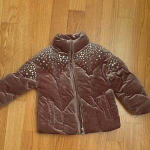 River Island Velvet Kids Jacket with Rhinestone Accents - Size 6 Years